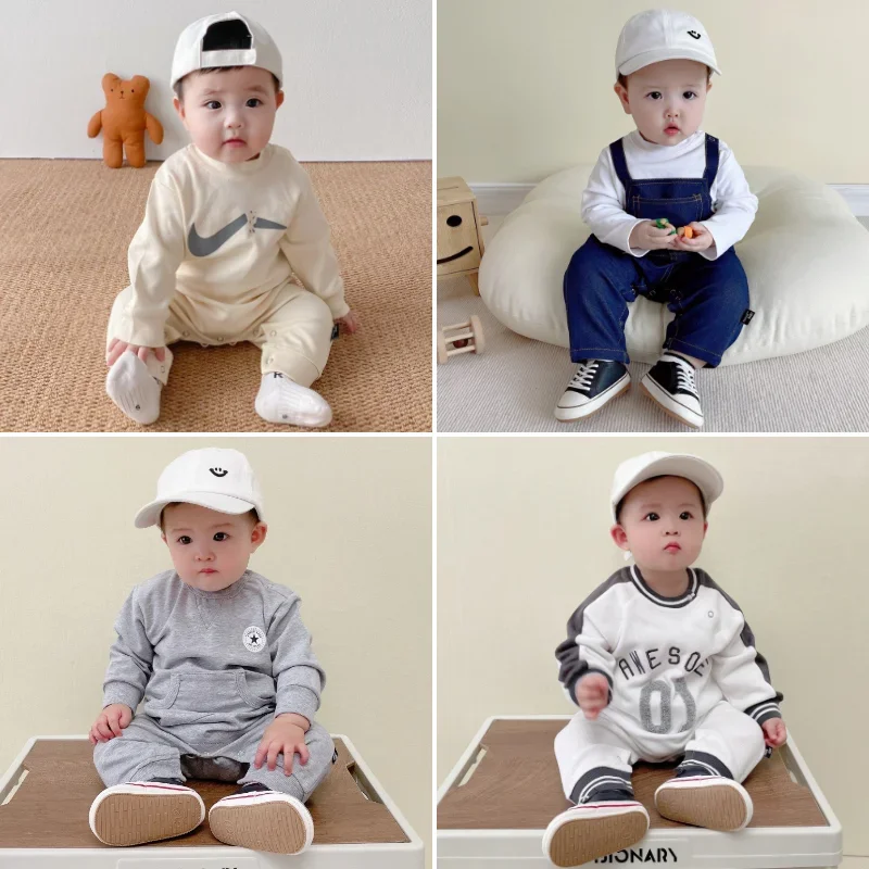 

Autumn Baby Boy Romper Cotton Long Sleeves Handsome Clothes Infant Jumpsuit Costume 0-24M