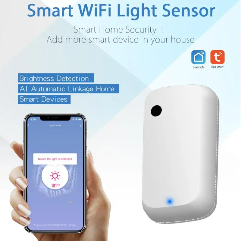 

Tuya Zigbee Wifi Light Sensor Smart Illuminance Brightness Detector Sensor Smart Home Illumination Automation Smart life Linkage