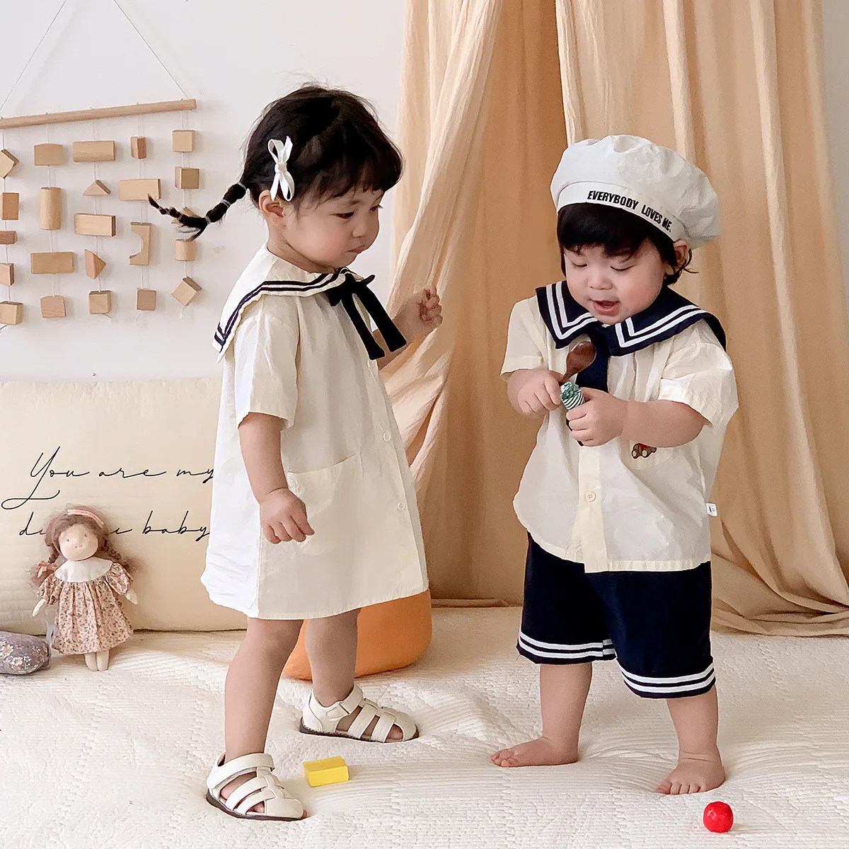 Baby Boy Summer 2PCS Clothes Set Cartoon Bear Preppy Single Breasted Striped Shirts Elastic Shorts Suit Infant Siblings Attire
Baby Boy Summer 2PCS Clothes Set Cartoon Bear Preppy Single Breasted Striped Shirts Elastic Shorts Suit Infant Siblings Attire
