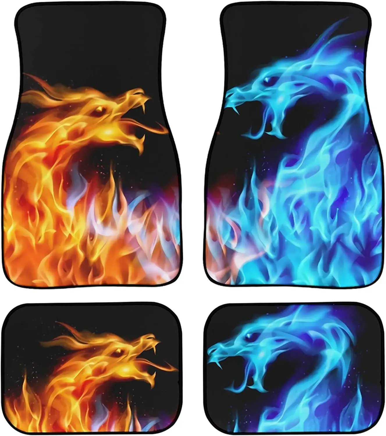 

AFPANQZ Cool Dragon Design Car Floor Mat Full Set of 4 Front and Rear Floor Carpets Protection Auto SUV Truck Van Sedans Rubber