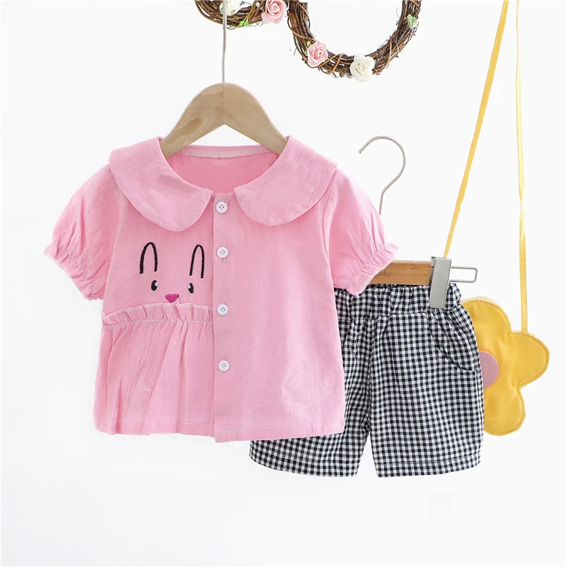 Baby Girls Clothing Sets Summer Infant Clothes Outfits Children Costume Kids Short Sleeve Cartoon Rabbit Shirt Plaid Shorts
Baby Girls Clothing Sets Summer Infant Clothes Outfits Children Costume Kids Short Sleeve Cartoon Rabbit Shirt Plaid Shorts