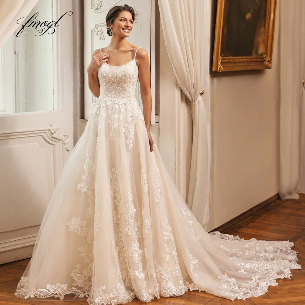 Fmogl A-Line Graceful Wedding Dresses Boat Neck Spaghetti Straps Vestido De Novia Lace Embroidery Charming Robe De Mariee
Fmogl A-Line Graceful Wedding Dresses Boat Neck Spaghetti Straps Vestido De Novia Lace Embroidery Charming Robe De Mariee