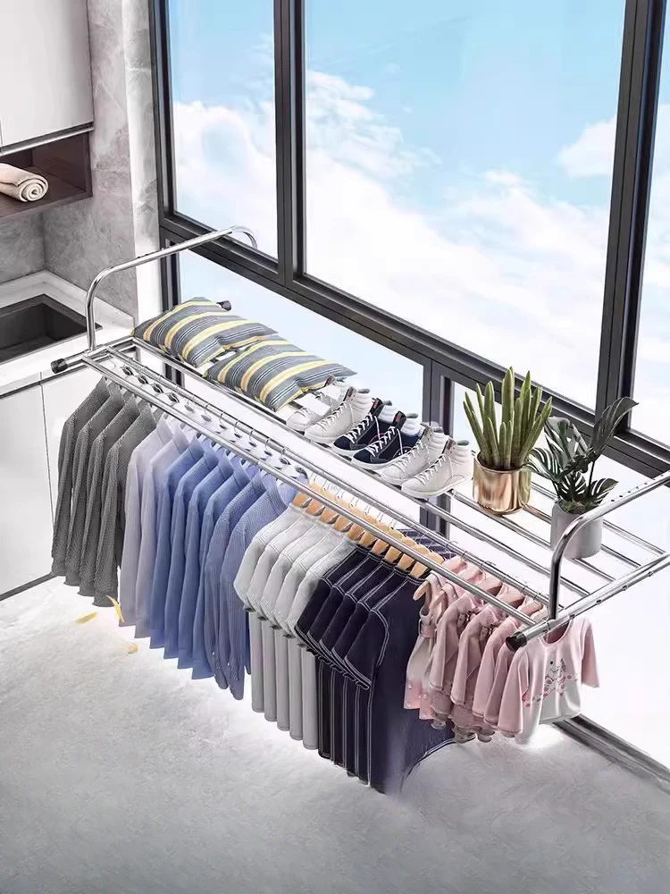 

Balcony clothes drying tool anti-theft window guardrail, outdoor clothes drying rack, window drying rod, window sill,