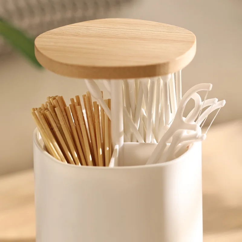 

Japanese-style pressing toothpick box creative automatic toothpick tube plastic dental floss cotton swab storage living room