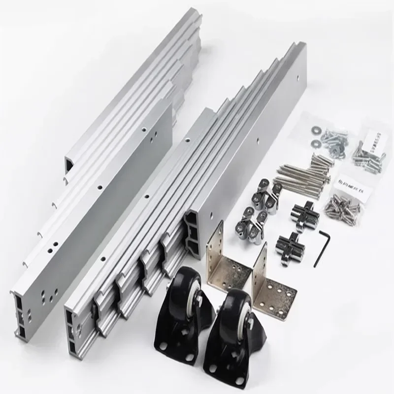 

Hidden Cabinets Multi-section Aluminum Alloy Flat Push Book Table Bar Telescopic Guide Rail Folding Ball Slide Rail Hardware