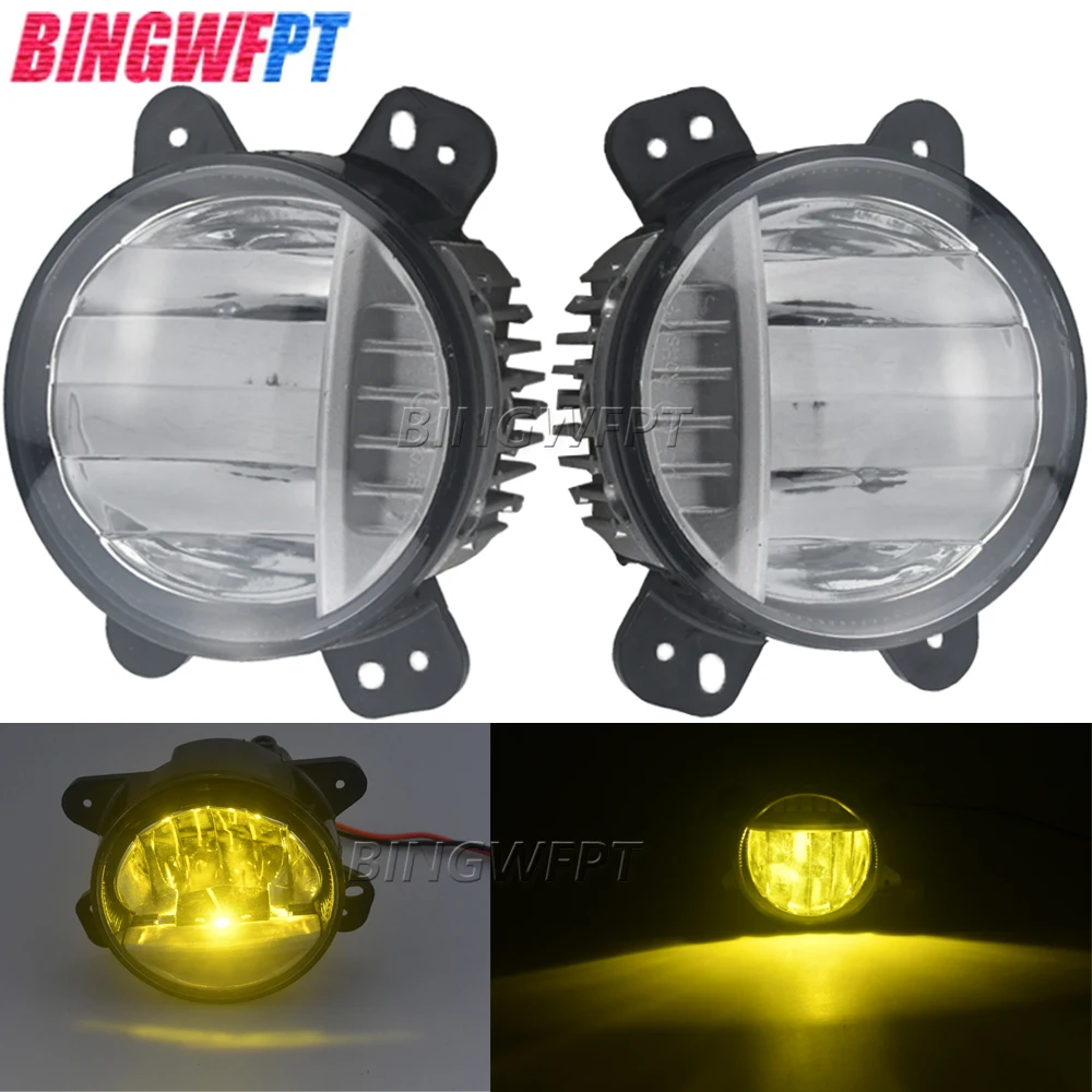 

High Quality Fog Lights For Jeep Wrangler JL JLU Rubicon Sahara 2018 2019 With Plastic Bumper Relector LED Fog Lamp Pulg in Play