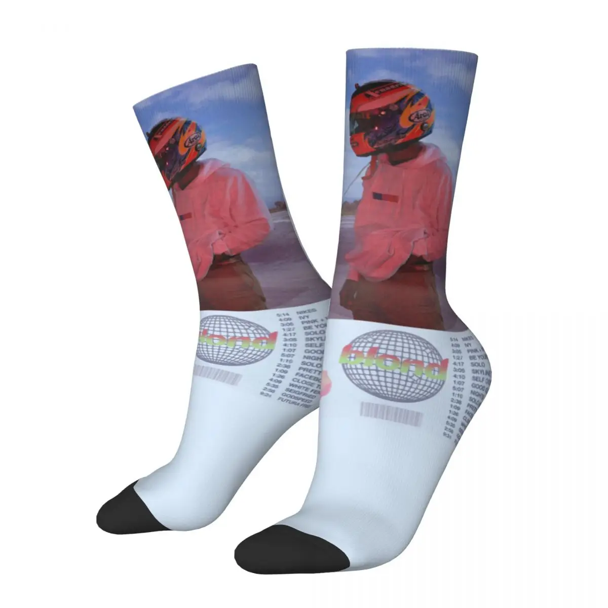 

Blond Frank O-ocean Rapper Theme Design Crew Socks Merchandise for Female Cozy Stockings