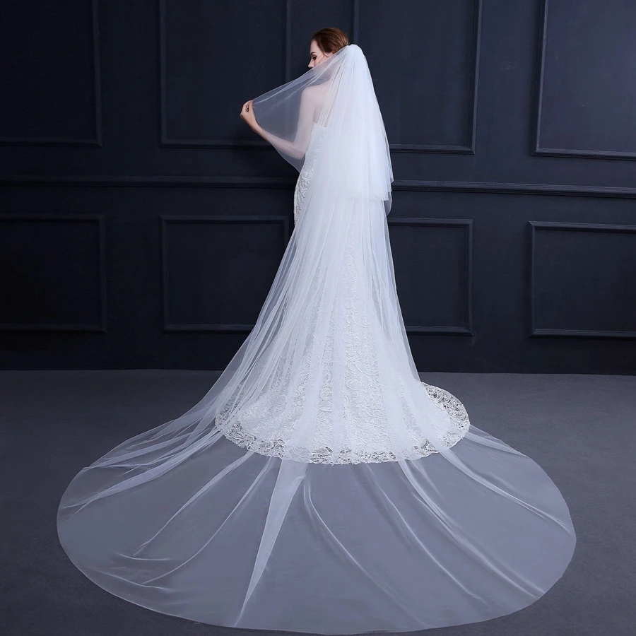 In Stock White Ivory Two Layers Bridal veil Long Cathedral with Comb Soft Tulle Cut Edge Weddings Accessories Voile de Mariage
In Stock White Ivory Two Layers Bridal veil Long Cathedral with Comb Soft Tulle Cut Edge Weddings Accessories Voile de Mariage