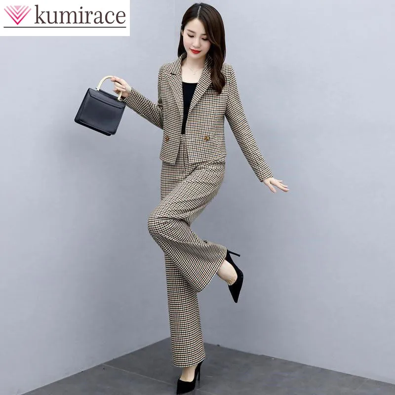 Korean Style Plaid Patchwork Slim Fitting Jacket Blazer Loose Wide Leg Pants Two-piece Elegant Women's Pants Set Office Outfits
Korean Style Plaid Patchwork Slim Fitting Jacket Blazer Loose Wide Leg Pants Two-piece Elegant Women's Pants Set Office Outfits