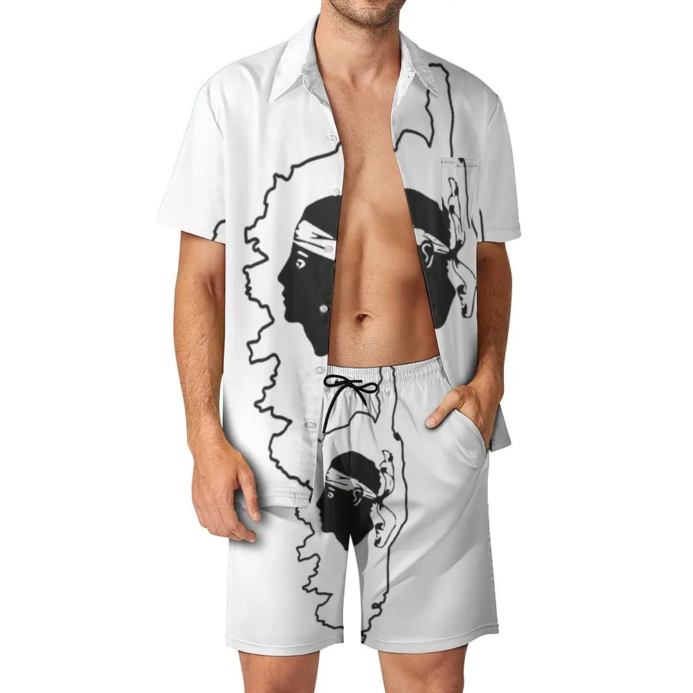 

Мужской пляжный костюм из Корсики, морской флаг, карта острова Корсика, 2 предмета, координаты, высокое качество, выходной Графический крутой