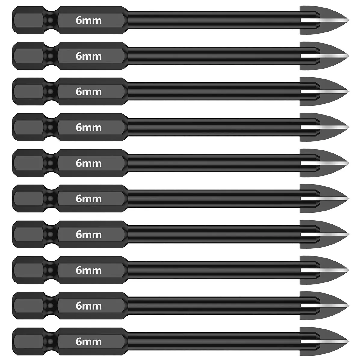 10Pcs 6mm Cross Hex Drill Bit Set For Tile Porcelain Glass Mirror Multifunction Tile Porcelain Drill Bit Kit Tool Carbide Drills
10Pcs 6mm Cross Hex Drill Bit Set For Tile Porcelain Glass Mirror Multifunction Tile Porcelain Drill Bit Kit Tool Carbide Drills