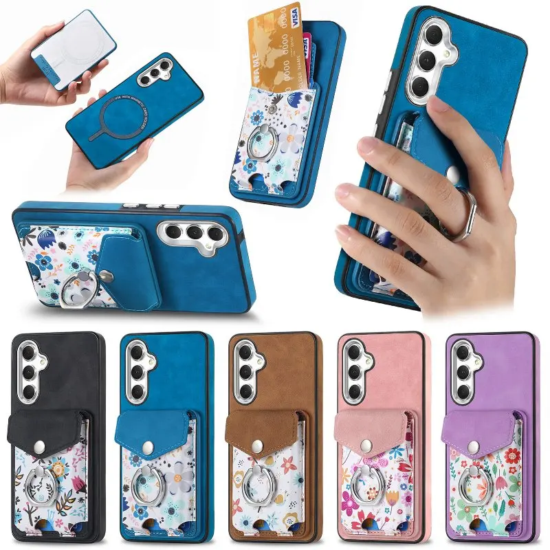 

Magnetic Card Bag Phone Case For Samsung Galaxy S24+ S23 S22 A04e A12 A13 A14 A22 A23 A32 A33 A34 A52 A53 A54 A72 A73 F23 M23 5G