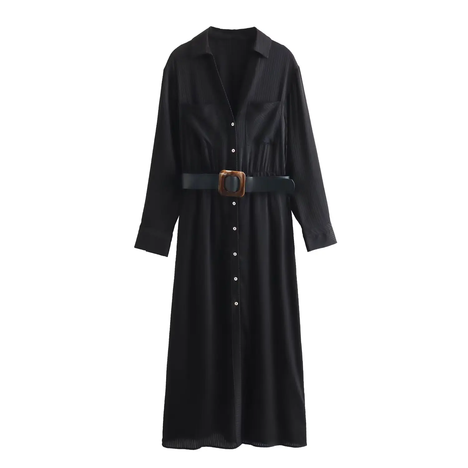 Women 2023 New Chic Fashion With belt Pocket decoration texture Midi Dress Long Sleeve Button-up Female Dresses Vestidos Mujer
Women 2023 New Chic Fashion With belt Pocket decoration texture Midi Dress Long Sleeve Button-up Female Dresses Vestidos Mujer