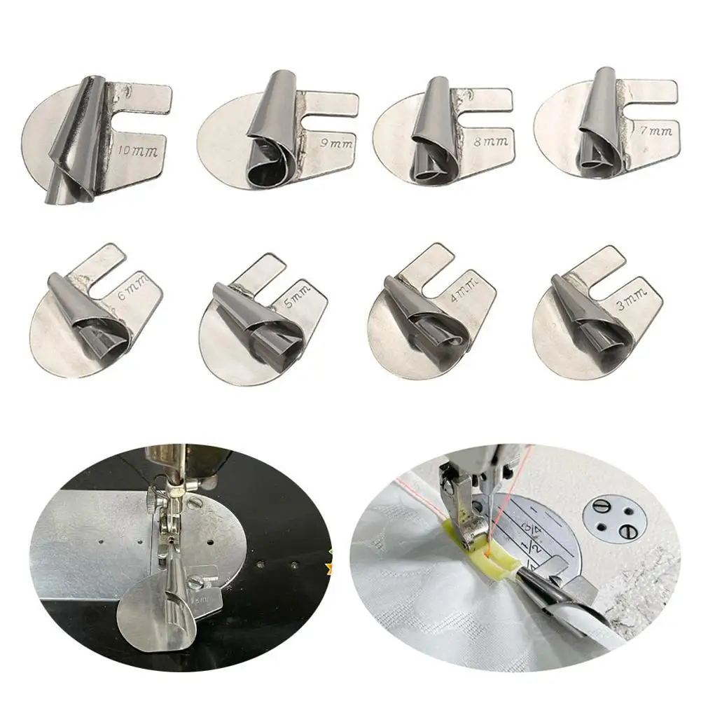 

Stainless Steel 3-10mm Sewing Rolled Hemmer Foot Home Flat Car Curling Pull Tube Spiral Crimpers Old Sewing Machine Presser Foot