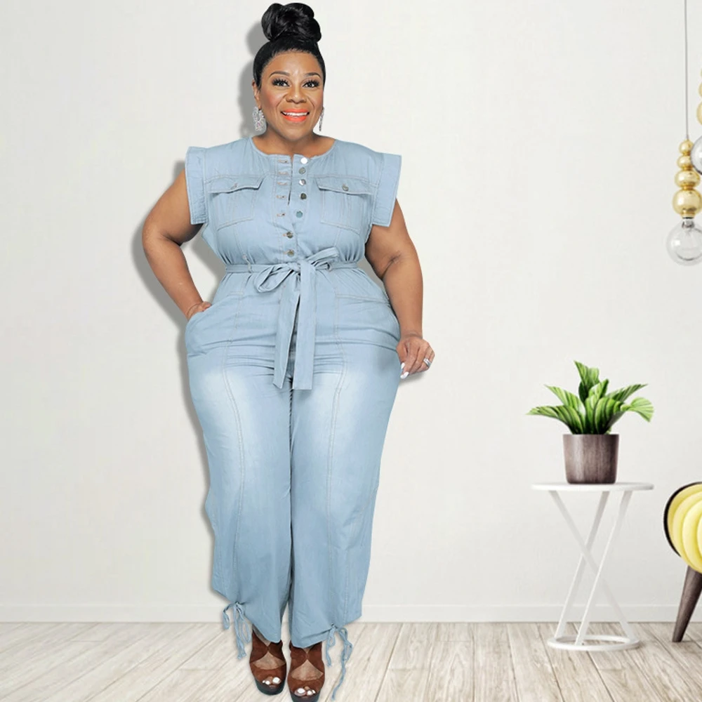 4XL 5XL Plus Size Denim Jumpsuit Women Clothes Lace Up Pockets Playsuit Fashion New Solid Oversize Overalls Big Size Jumpsuits
4XL 5XL Plus Size Denim Jumpsuit Women Clothes Lace Up Pockets Playsuit Fashion New Solid Oversize Overalls Big Size Jumpsuits