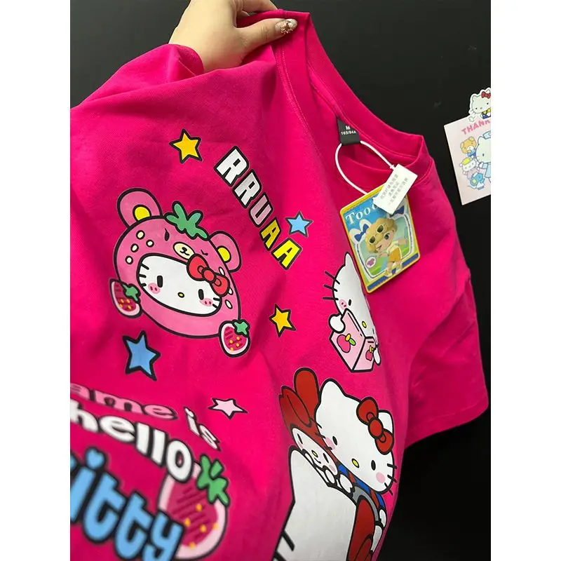 Sanrio Genuine Hello Kitty Kawaii Short Sleeve Anime Cute Cartoon Cotton New Lovely Printed Loose Couple T-Shirt Top Girl Toy
Sanrio Genuine Hello Kitty Kawaii Short Sleeve Anime Cute Cartoon Cotton New Lovely Printed Loose Couple T-Shirt Top Girl Toy