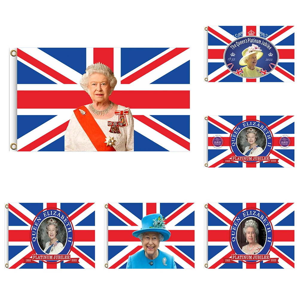 2022 Queen Elizabeth Platinums Jubilee Flag 3x5ft Quality Polyester Union Jack Banner Featuring Her Majesty The Queen 70th
2022 Queen Elizabeth Platinums Jubilee Flag 3x5ft Quality Polyester Union Jack Banner Featuring Her Majesty The Queen 70th