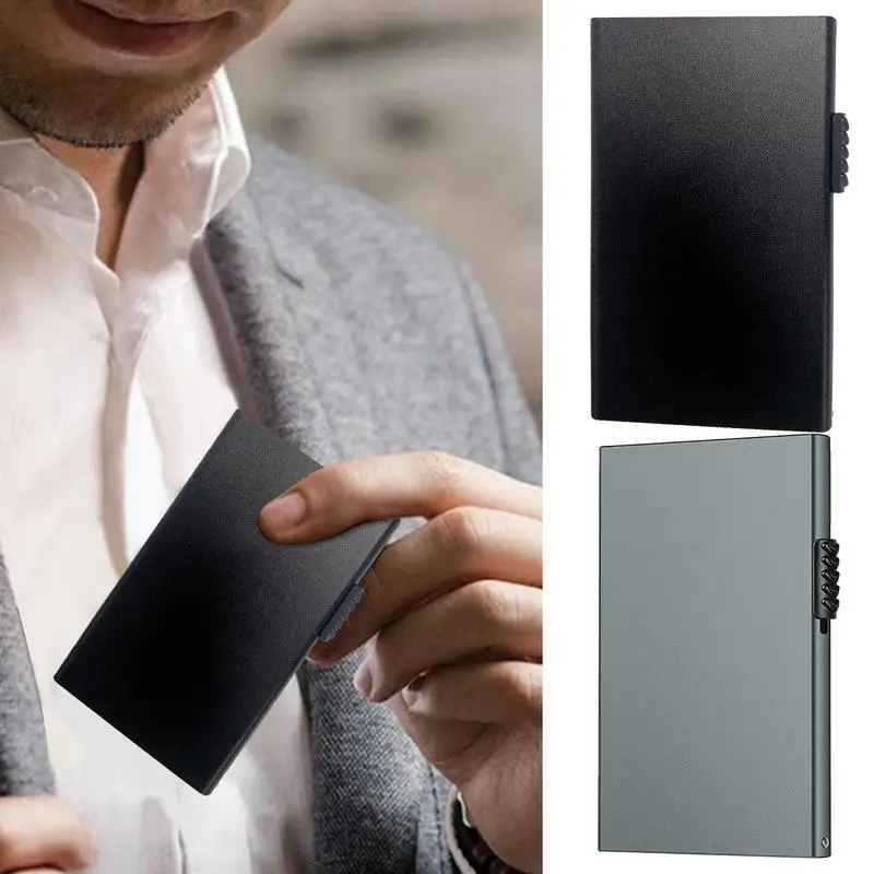 

Выдвижной кошелек с защитой от кражи, держатель для кредитных карт, мини-пакет из алюминиевого сплава, деловой кошелек для кредитных карт, портативная фотобумага