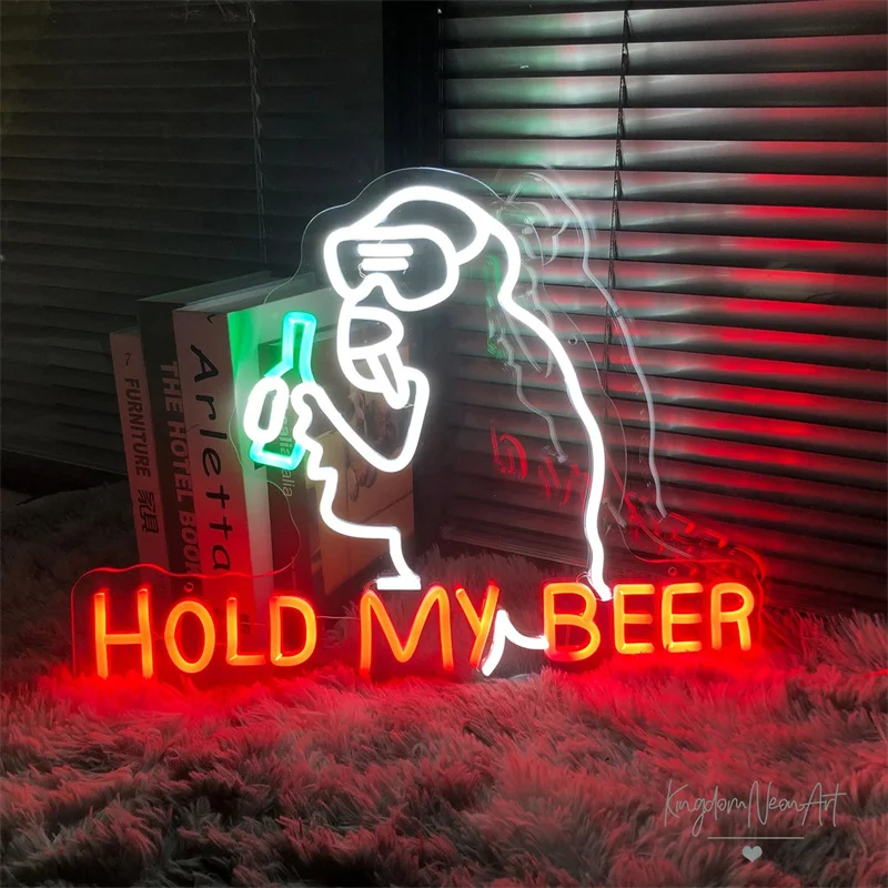 

Gorilla Anime Hold My Beer Neon Sign Music Pub LED Light Home Bar Party USB Interface Fun Personality Wall Decor Gift