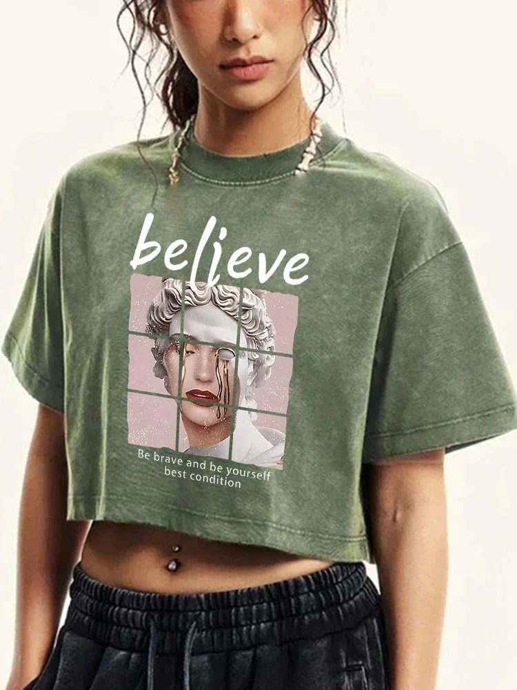 Женские моющиеся короткие футболки с принтом Be Brave And Believe, летняя модная дышащая футболка с круглым вырезом, мягкая одежда для бедствия
Женские моющиеся короткие футболки с принтом Be Brave And Believe, летняя модная дышащая футболка с круглым вырезом, мягкая одежда для бедствия