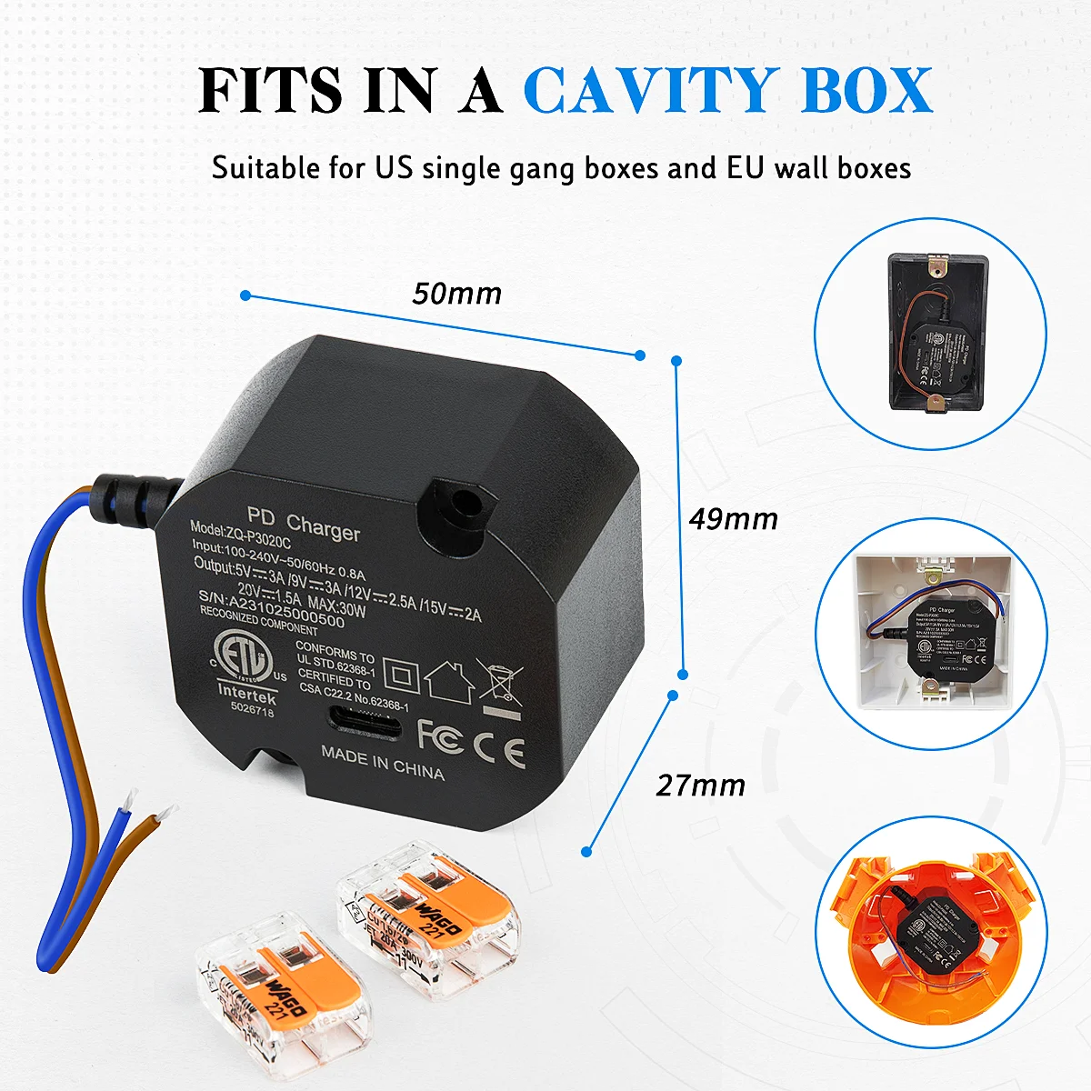 NEW AC to USBC Adapter Flush Wall-mounted Power Supply for USB-C Tablets 5-20V with Max Output 30W TypeC Charger for Ipad 9 NEW AC to USBC Adapter Flush Wall-mounted Power Supply for USB-C Tablets 5-20V with Max Output 30W TypeC Charger for Ipad 3