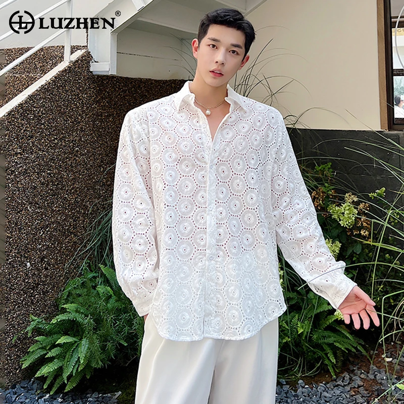 

LUZHEN 2024 Spring Translucent Design Long Sleeve Shirt Men's Stylish Elegant Handsome Tops Korean Reviews Many Clothes LZ1702