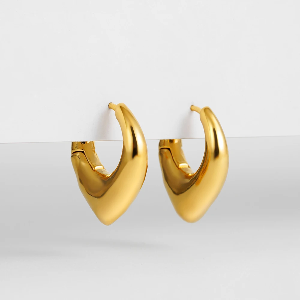 Smooth Gold Plated Love Heart Round Chunky Hoop Earrings for Women Glossy Circle Ear Buckle Huggies Vintage Jewelry Gift 14 S03a6e6014f5a4f818a5a48a98789bb06O