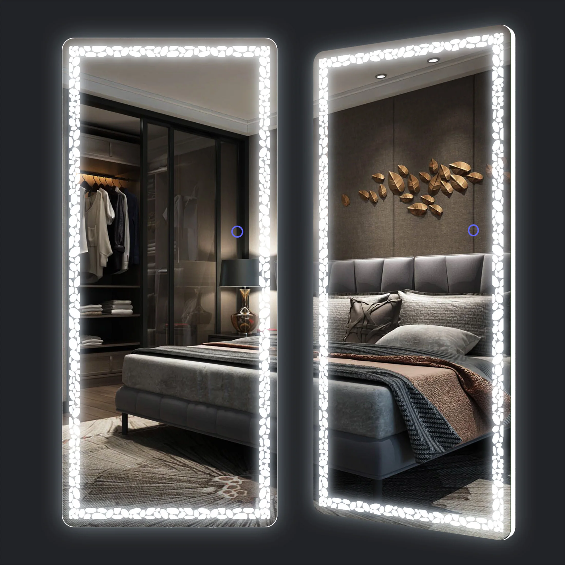 Full Length Mirror With Lights 42"x19", LED Full Body Mirror, Free Standing Lighted Floor Mirror, Wall Mounted Hanging Mirror Wi
Full Length Mirror With Lights 42"x19", LED Full Body Mirror, Free Standing Lighted Floor Mirror, Wall Mounted Hanging Mirror Wi