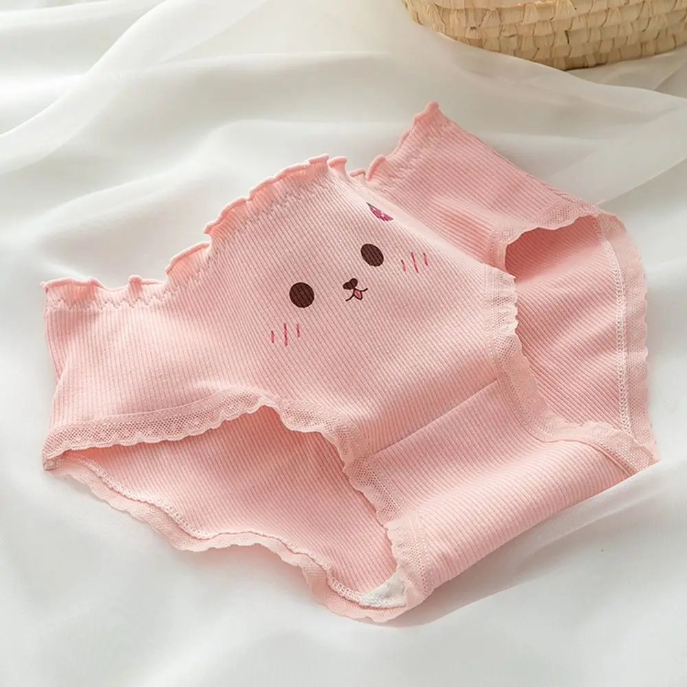 

Cute Underpants Middle-waist Cotton Plaid For Girls Love Heart Strawberry Bear Panties Female Lingeries Briefs Plaid Thong