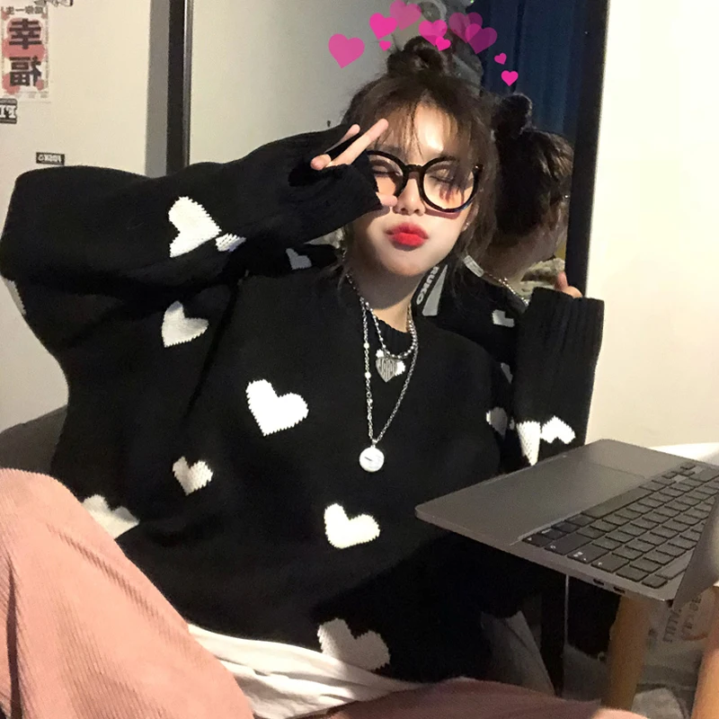 Christmas Love Heart Knitted Pullover Tops Kawaii 2023 Autumn Winter Women Sweater Korean Causal Long Sleeve O-neck Red Sweaters
Christmas Love Heart Knitted Pullover Tops Kawaii 2023 Autumn Winter Women Sweater Korean Causal Long Sleeve O-neck Red Sweaters