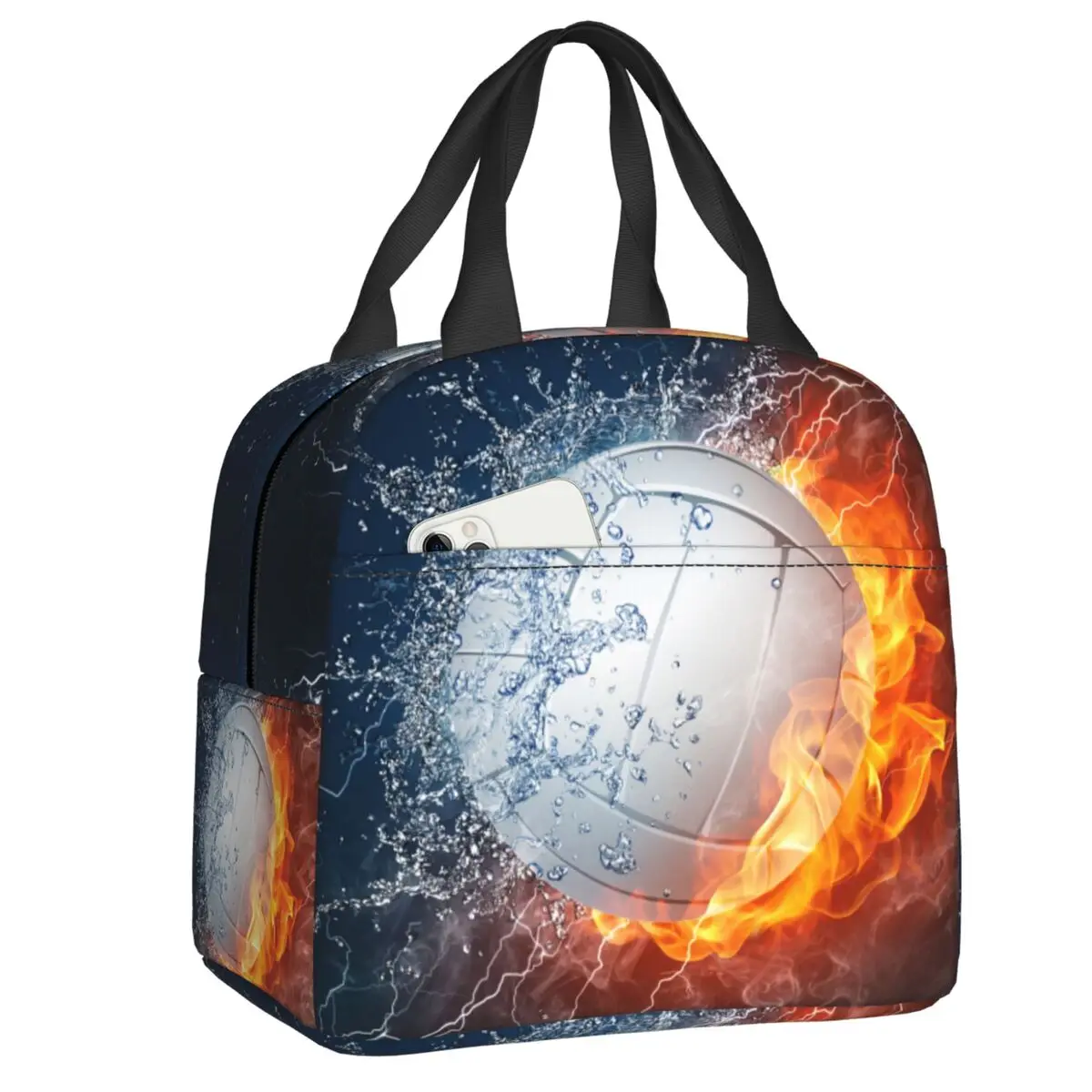 

Football Basketball Volleyball Pattern Insulated Lunch Bag Waterproof Thermal Cooler Bento Box Women Food Container Tote Bags