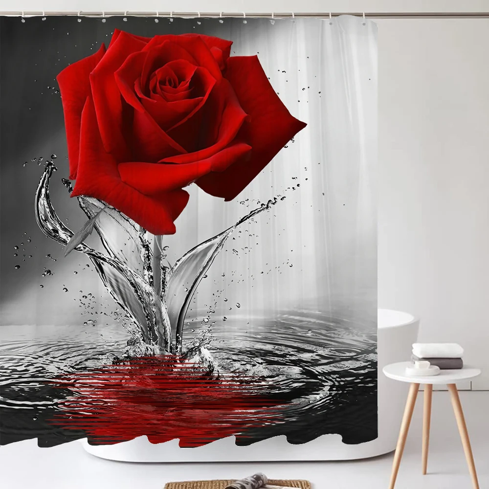 1 шт. Водонепроницаемая занавеска для душа с рисунком роз, цветы в цветочном стиле, с пластиковыми крючками 
1 шт. Водонепроницаемая занавеска для душа с рисунком роз, цветы в цветочном стиле, с пластиковыми крючками