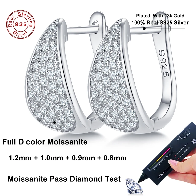 NeeTim Full D Color Moissanite Earrings 925 Sterling Silver for Women GRA Lab Diamond Plated White Gold Earrings Wedding Jewelry 21 S03ab8e111f9d43f488782f3e16514424b