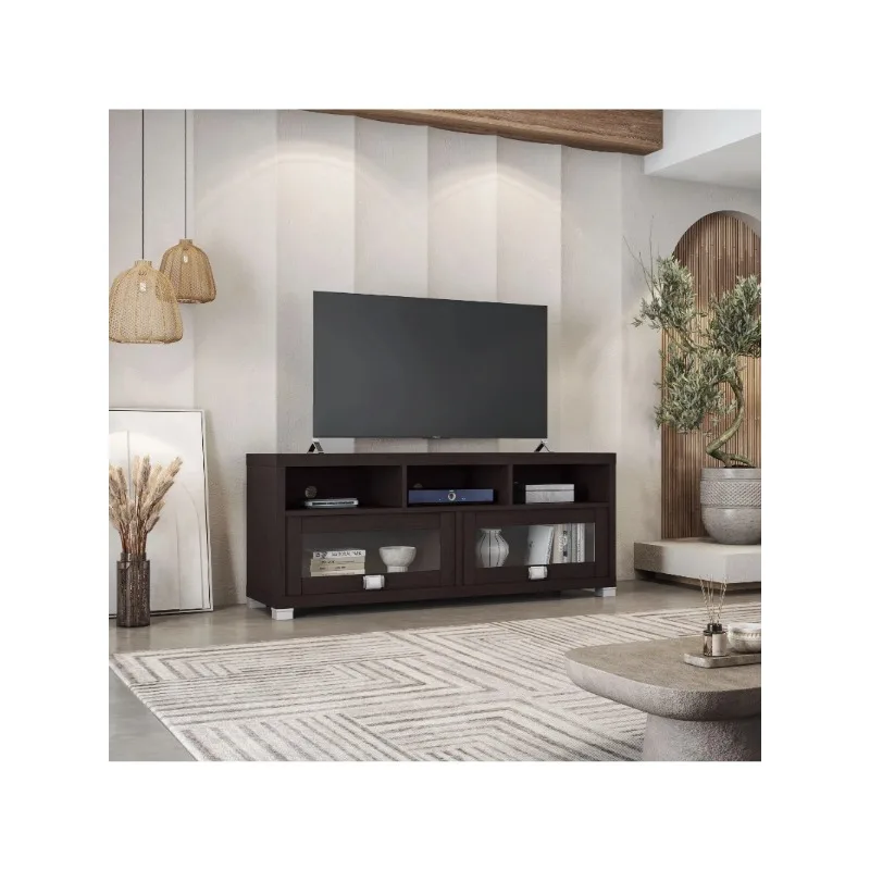 

Techni Mobili 58" W Durbin Tv Stand for Tvs Up To 75", Espresso Tv Stand Living Room Furniture Cabinet