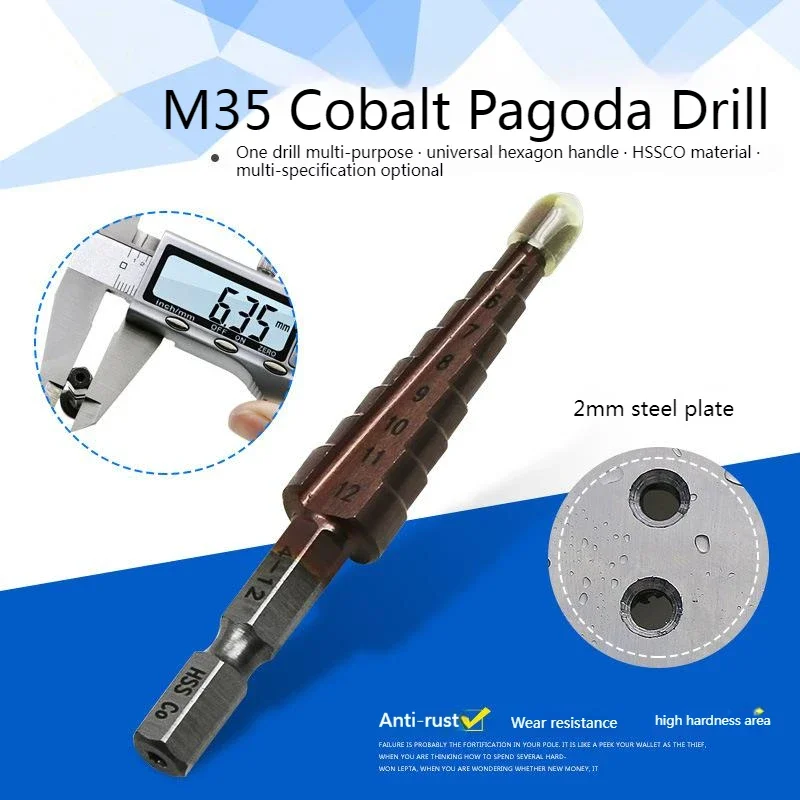 5/10PCS M35 Cobalt Plating Step Drill Bit 4-12 Pagoda Drill Hexagon Screw Drill Core Drilling Tool Groove Wood Metal Hole Cutter
5/10PCS M35 Cobalt Plating Step Drill Bit 4-12 Pagoda Drill Hexagon Screw Drill Core Drilling Tool Groove Wood Metal Hole Cutter