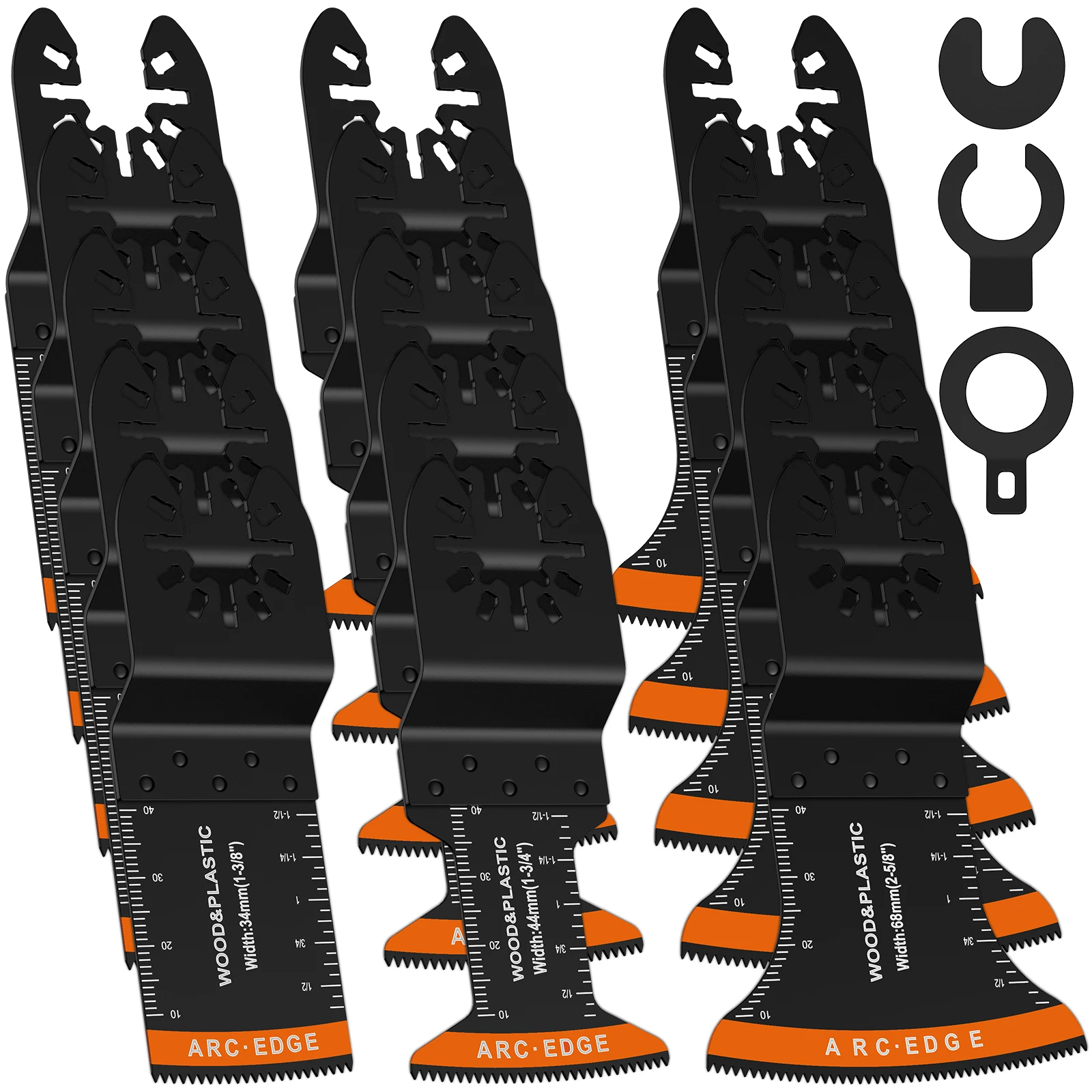 15Pcs Oscillating Saw Blades Set Multipurpose Arc Edge Straight Oscillating Multitool Blades Precision High-Carbon Steel
15Pcs Oscillating Saw Blades Set Multipurpose Arc Edge Straight Oscillating Multitool Blades Precision High-Carbon Steel