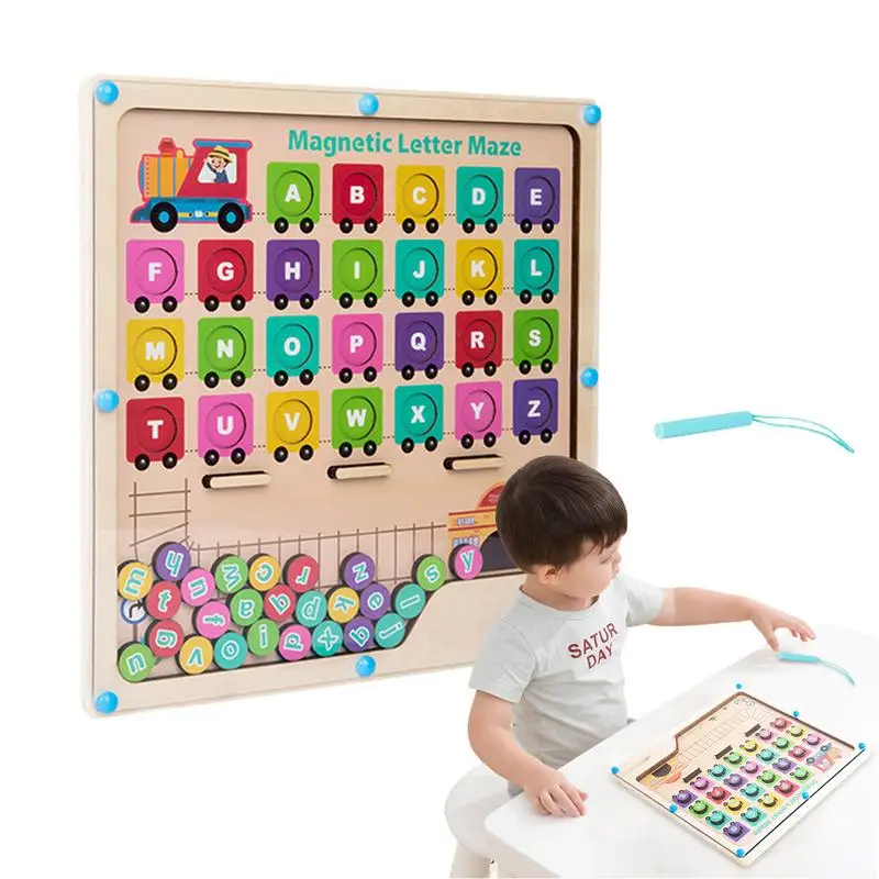 

Магнитный деревянный лабиринт, доска с буквами, головоломка Монтессори, искусственный алфавит, цветная сортировка, развивающие игрушки