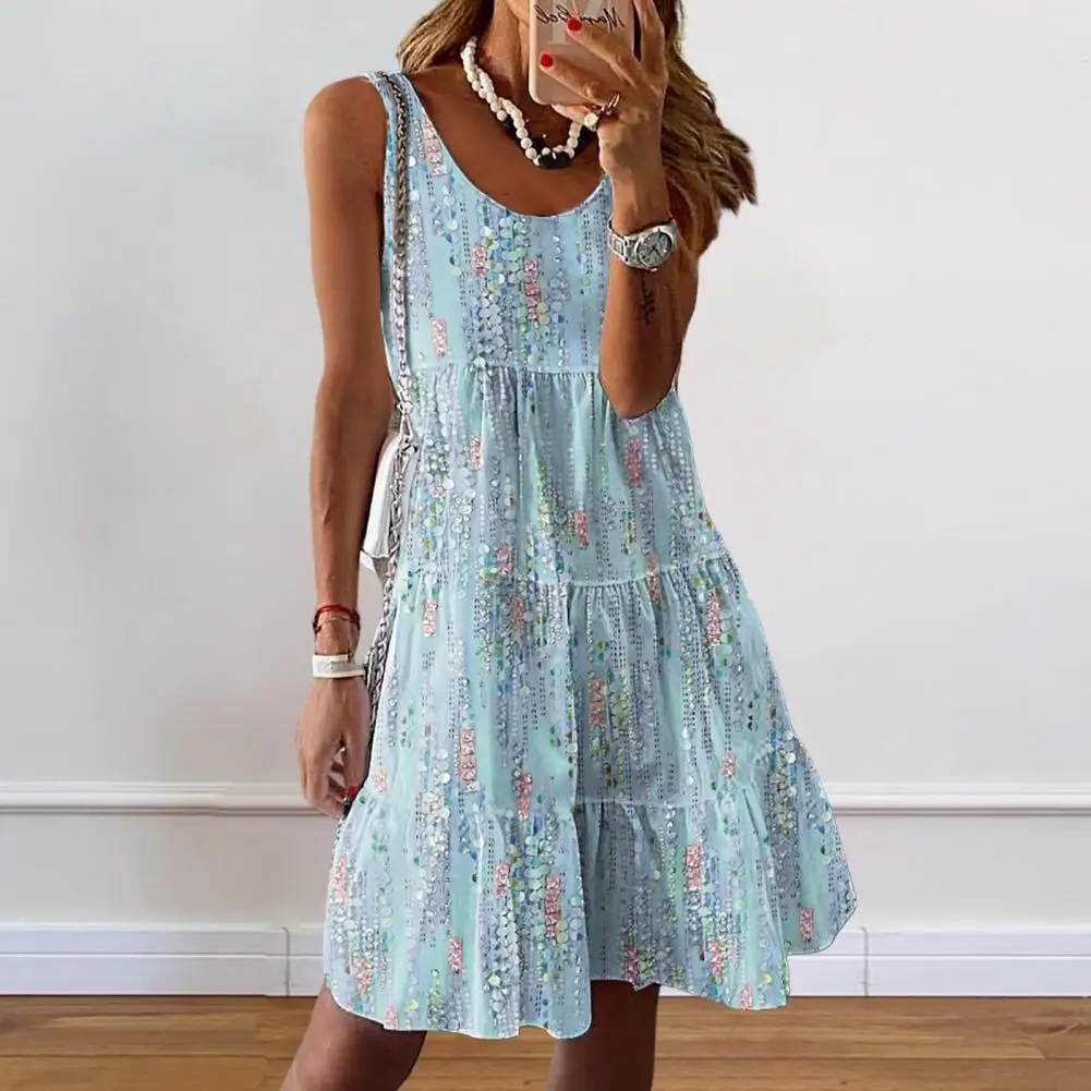 

Dating Sundress Elegant Sequin Patchwork Midi Dress for Women A-line Swing Sundress for Vacation Beach Cocktail Party Summer