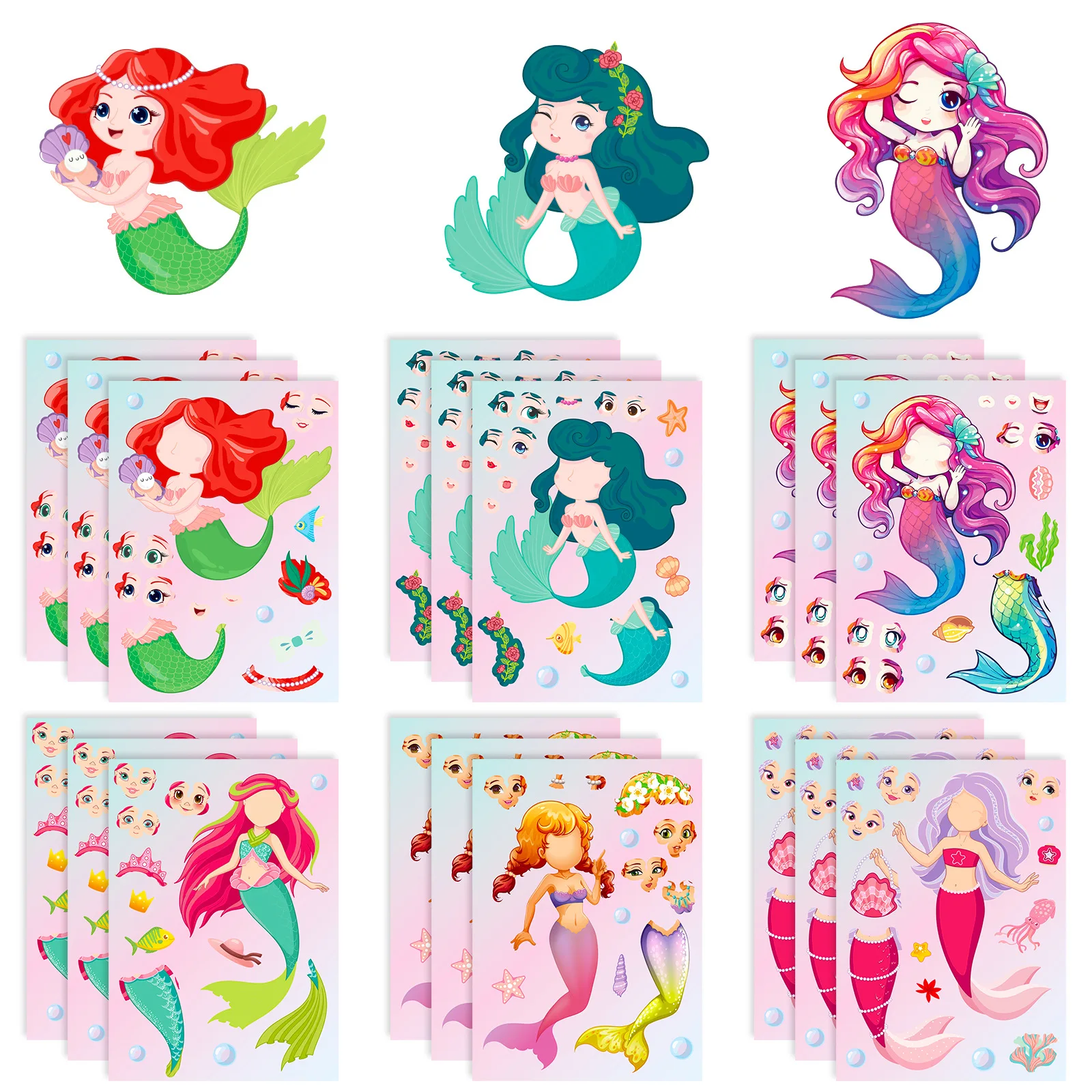 6Sheets Children DIY Puzzle Sticker Games 6 Mermaid Make A Face Funny Assemble Jigsaw Stickers Kids Educational Toys
6Sheets Children DIY Puzzle Sticker Games 6 Mermaid Make A Face Funny Assemble Jigsaw Stickers Kids Educational Toys
