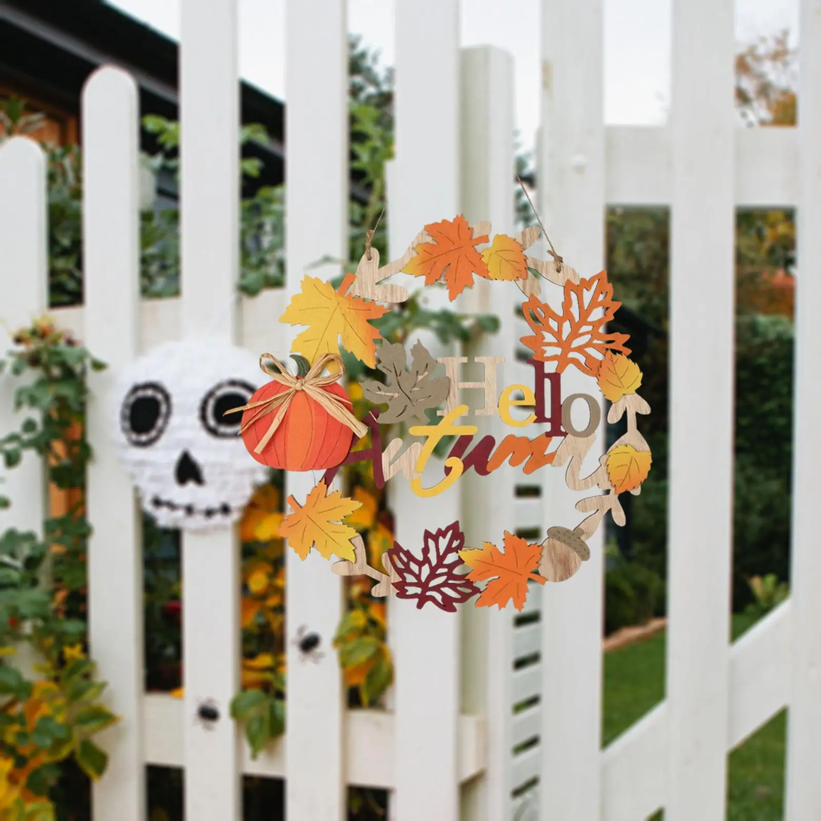 30.5cm Wood Fall Wreath Pumpkin Maple Leaf Decoration Durable Multifunctional Lifelike Harvest Wreath Door Sign for Front Porch
30.5cm Wood Fall Wreath Pumpkin Maple Leaf Decoration Durable Multifunctional Lifelike Harvest Wreath Door Sign for Front Porch