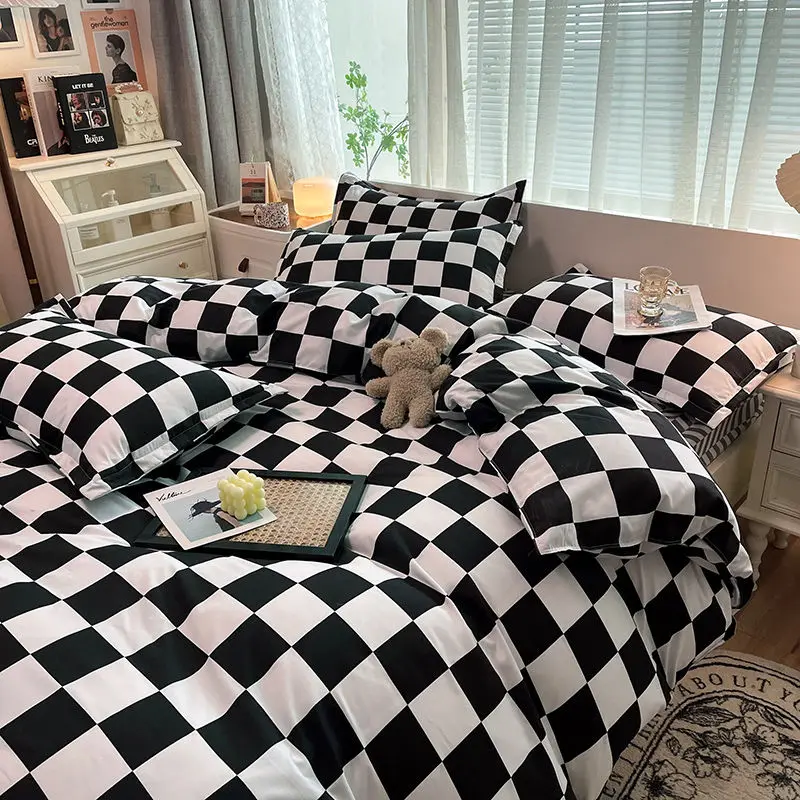 Checkerboard Bedding Set Hot Sale Single Queen Size Flat Sheet Quilt Duvet Cover Pillowcase Polyester Bed Linens Home Textile
Checkerboard Bedding Set Hot Sale Single Queen Size Flat Sheet Quilt Duvet Cover Pillowcase Polyester Bed Linens Home Textile