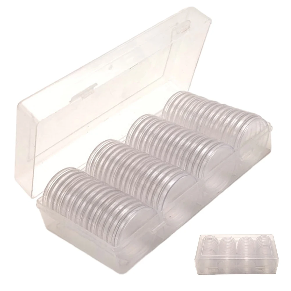 60PCS Transparent Coin Capsules&60spacers With Storage Box Suitable For 17/20/25/27/30/33/38/40mm Diameter Coins 200x104x52mm
60PCS Transparent Coin Capsules&60spacers With Storage Box Suitable For 17/20/25/27/30/33/38/40mm Diameter Coins 200x104x52mm