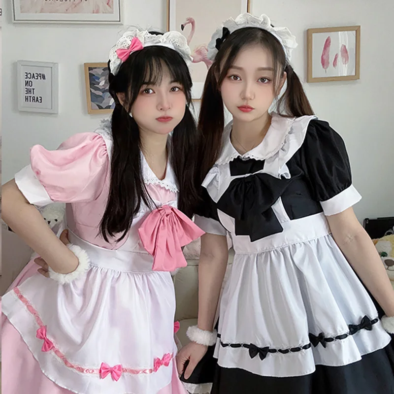 

Sexy Lolita Pink Maid Dress Japanese Sweet Women Kawaii Dress Role Play Costume Halloween Party Cosplay Anime Kawaii Clothing