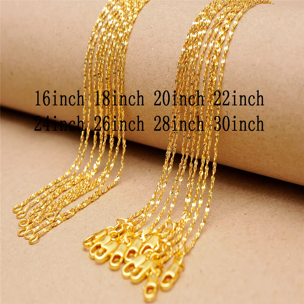 

5PCS Women's High Jewelry 1.2MM 18 K Gold Star Chain Necklace Charm Gold Necklace 16" 18" 20" 22" 24" 26" 28" 30"Inches