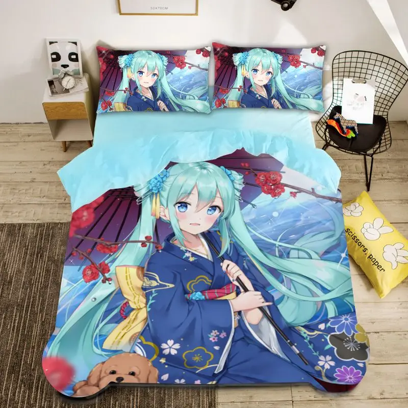 Hatsune Miku Student Dormitory Kawaii 1.5m1 .8m bed linen quilt set three-piece set cartoon bedding home textile four-piece set
Hatsune Miku Student Dormitory Kawaii 1.5m1 .8m bed linen quilt set three-piece set cartoon bedding home textile four-piece set