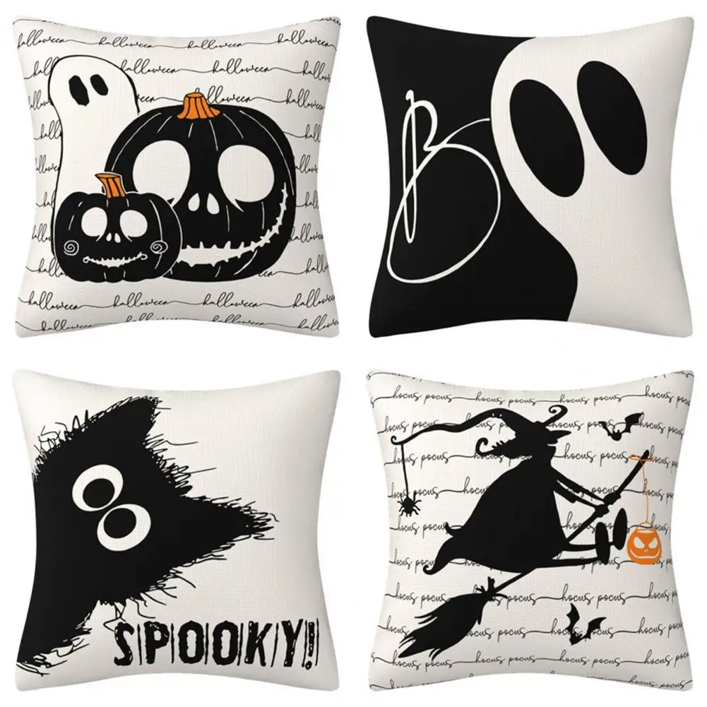 

1 Set Halloween Pillowcase Hidden Zipper Closure Gift Pillowcase Spooky Pattern Pillow Covers For Home Festive Decoration