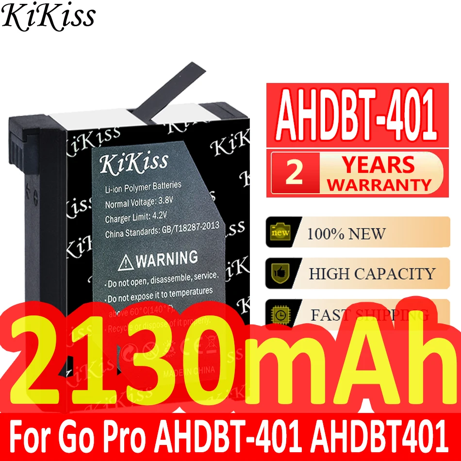 

Мощный аккумулятор KiKiss 2130 мАч для Go Pro AHDBT-401 AHDBT401, литий-ионная Цифровая камера для GoPro 4 HD Hero 4 Hero4 для GoPro4