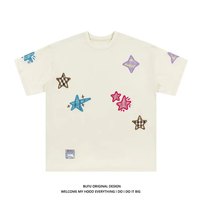 American Style Retro Cute Sweet Star Embroidered T-shirt for Women New Fashion Trend Oversize Couple Top for Spring and Summer
American Style Retro Cute Sweet Star Embroidered T-shirt for Women New Fashion Trend Oversize Couple Top for Spring and Summer