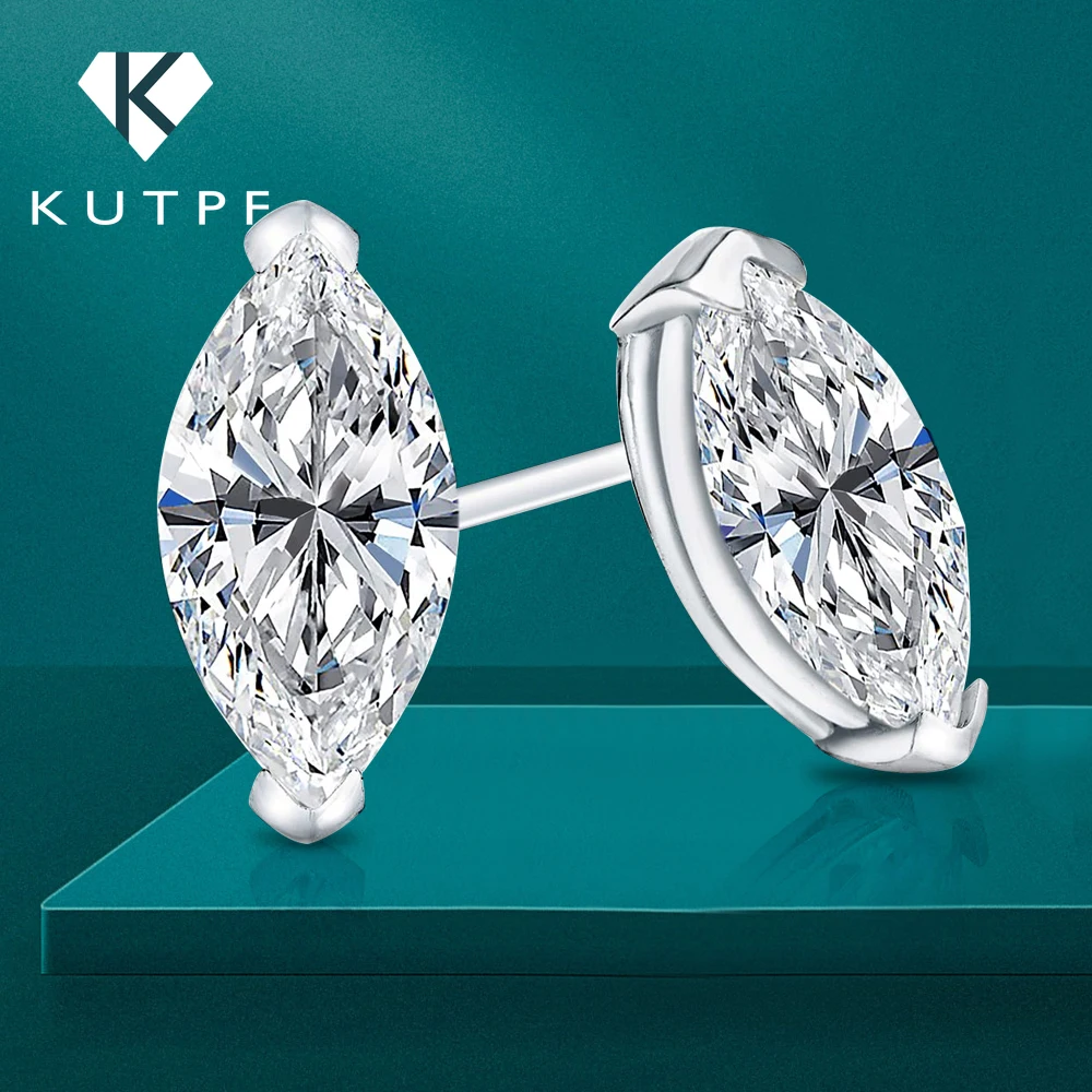 

0.5-2carat Moissanite Stud Earrings for Women Marquise Cut Diamond Earring with GRA Certificates 925 Sterling Silver Ear Studs