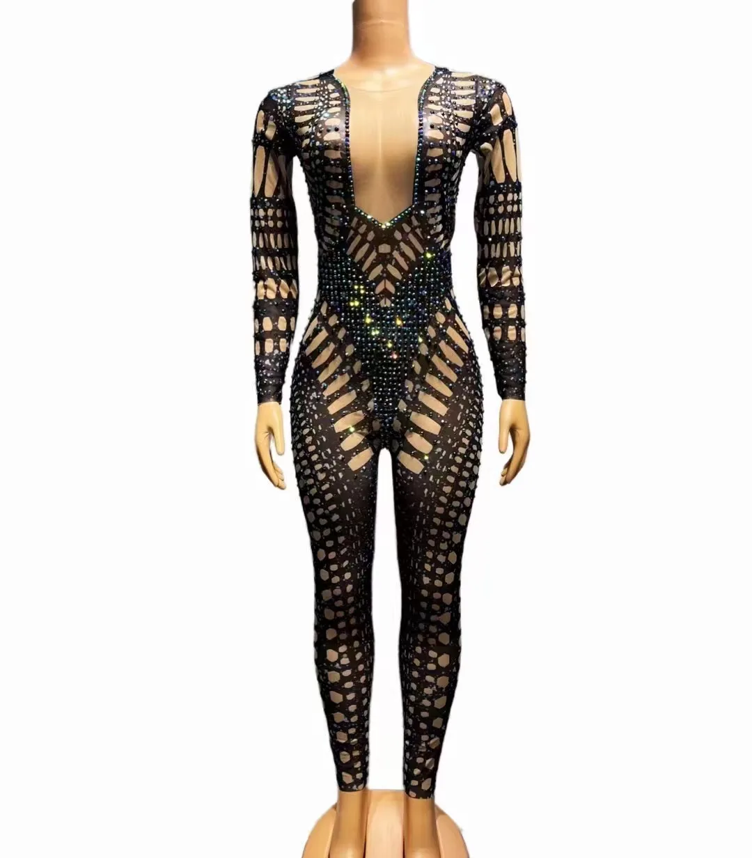 Colorful AB Rhinestones Sexy Transparent Black Jumpsuit Dance Stretch Leggings Bodysuit Evening Celebrate Costume zidong
Colorful AB Rhinestones Sexy Transparent Black Jumpsuit Dance Stretch Leggings Bodysuit Evening Celebrate Costume zidong